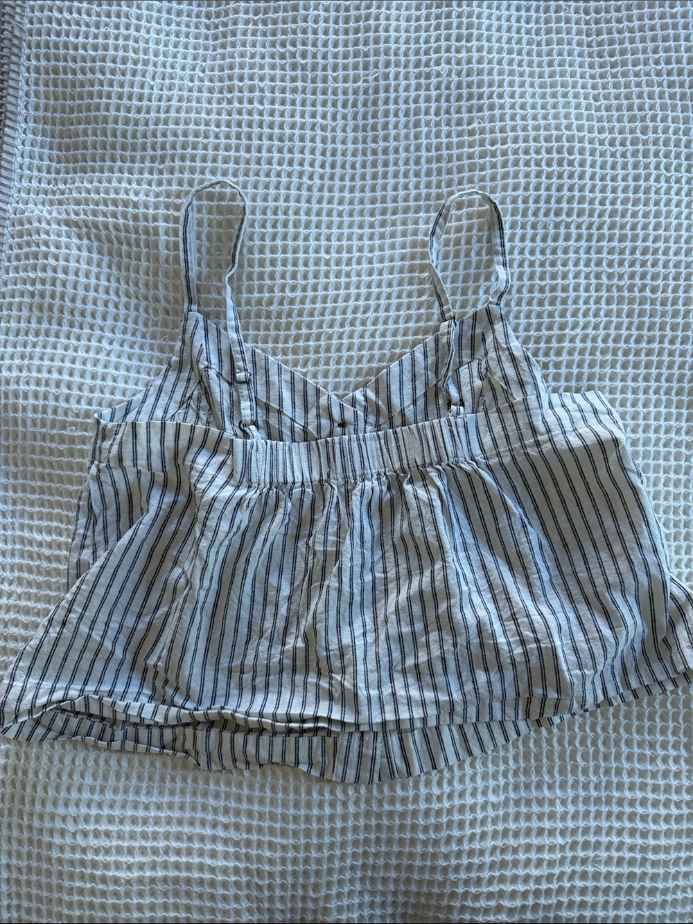 Marine Layer White & Navy Striped Linen-Blend Button Cami - Picture 3 of 3